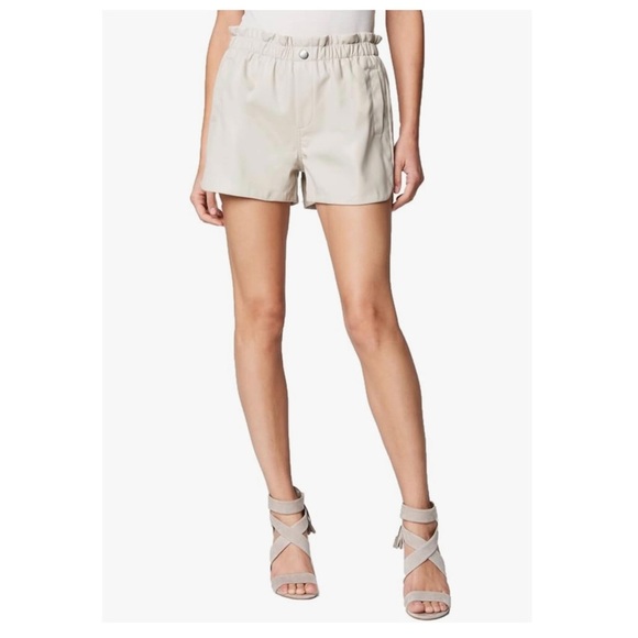 Blank NYC | Vegan Leather Scalloped Hem Track Shorts Taupe | 26 - Picture 2 of 11